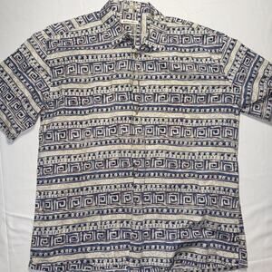 Vintage Burma Bibas Shirt Mens Large XL Multicolor Button Down Short Sleeve 90s